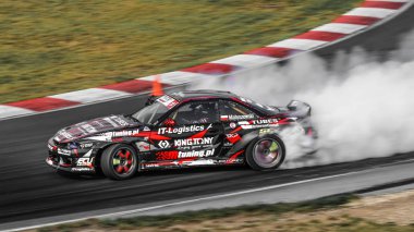 Oschersleben, Almanya, 30 Ağustos 2019: Sebastian Matuszewski Motorsport Arena'daki Drift Kings Uluslararası Serisi sırasında Nissan 200sx S14 kullanıyor.
