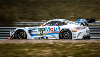 Oschersleben, Deutschland, 28 Nisan 2019Jimmy Eriksson Almanya 'daki Motorsport Arena' da GT Ustası araba yarışı sırasında Mercedes-AMG GT3 kullanıyordu..