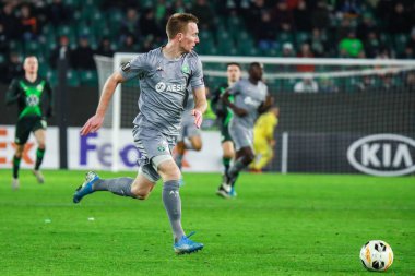 Wolfsburg, Almanya, 12 Aralık 2019: AS Saint-Etienne takımından Robert Beriç, Wolkswagen, Wolkswagen Arena 'da VfL Wolfsburg ve AS Saint-Etienne arasında oynanan UEFA Avrupa Ligi karşılaşmasında görev aldı.