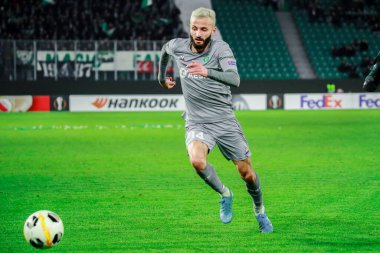 Wolfsburg, Almanya, 12 Aralık 2019: VfL Wolfsburg ile AS Saint-Etienne arasında oynanan UEFA Avrupa Ligi maçı sırasında Wolkswagen Arena 'da Franck Honorat