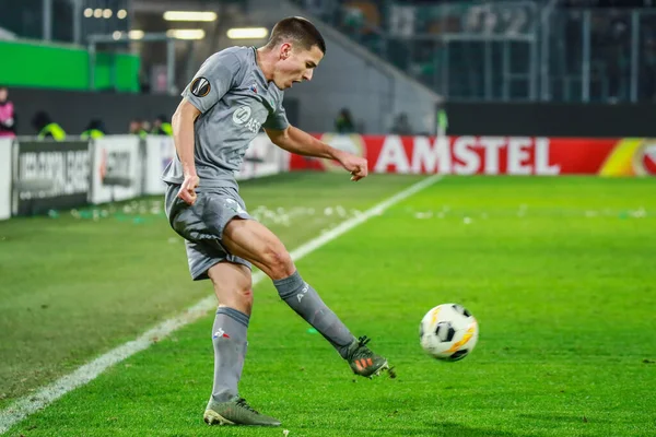 Wolfsburg Tyskland December 2019 Sergi Palencia Aktion Uefa Europa League — Stockfoto