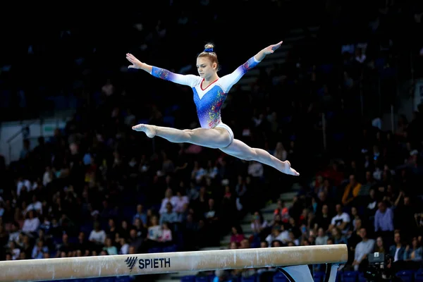 Szczecin Polsko Dubna 2019 Denisa Golgota Rumunska Soutěží Bilančním Nosníku — Stock fotografie