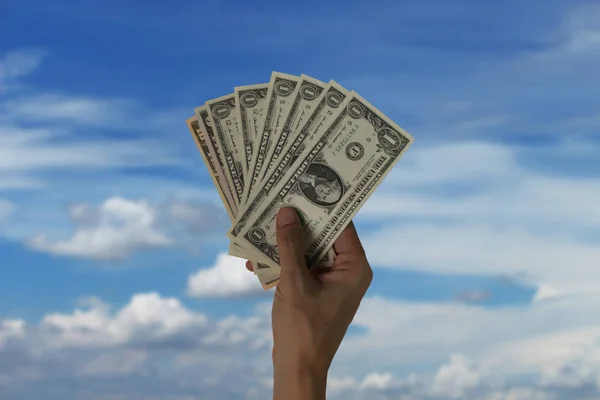 Pague Dólar Dos Eua Céu Fundo Nuvem — Fotografia de Stock
