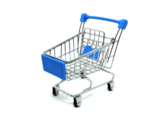 Biue Shopping Cart Isolated White Background — Stock Photo, Image