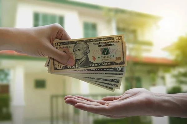 Amerikaanse Dollar Hand Gebruik Dollar Geld Betalen — Stockfoto