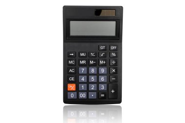 Beyaz arka plan üzerinde izole üstten görünüm hesap makinesi.