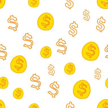 Vektör doları sembolü ile seamless modeli. Ambalaj Kağıt, gömlek, bezler, dijital kağıt için yüzey. 