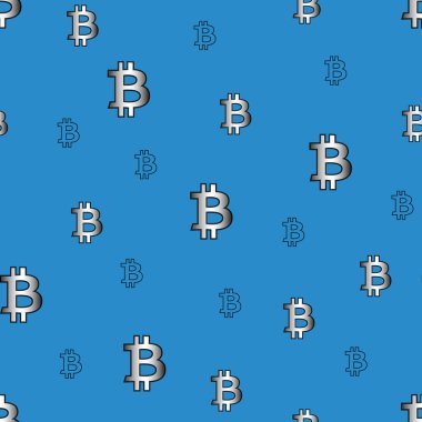 Vektör bitcoin sembolü ile seamless modeli. Ambalaj Kağıt, gömlek, bezler, dijital kağıt için yüzey. 