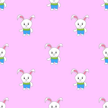 Vektör tavşan ile seamless modeli. Ambalaj Kağıt, gömlek, bezler, dijital kağıt için yüzey. 