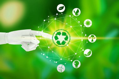 Şebeke sanal ortam simgeleri dokunmadan ile robot el