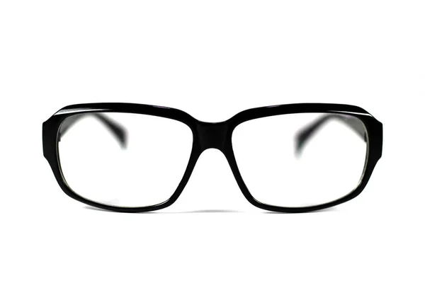 Czarne okulary izolowane na białym tle, zbliżenie czarny EY — Zdjęcie stockowe