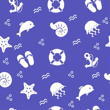 Sorunsuz vektör deniz desen el çizimi