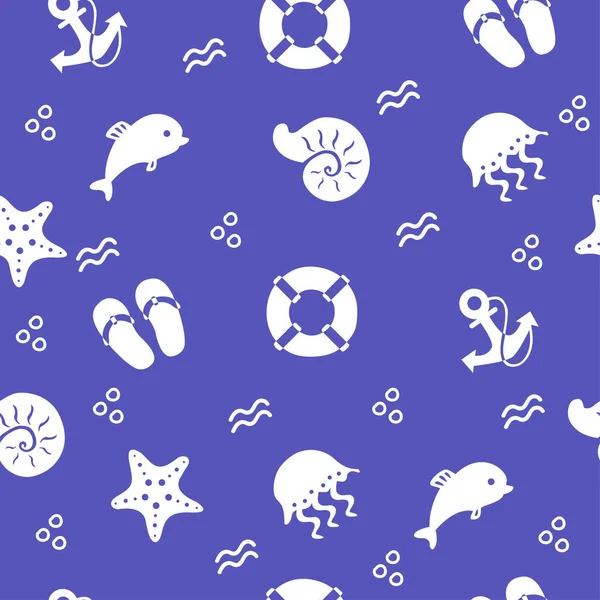 Sorunsuz vektör deniz desen el çizimi