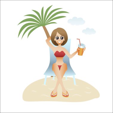Yaz afiş plaj tatil güzel kadın