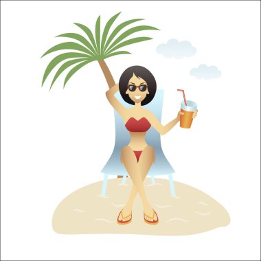 Yaz afiş plaj tatil güzel kadın