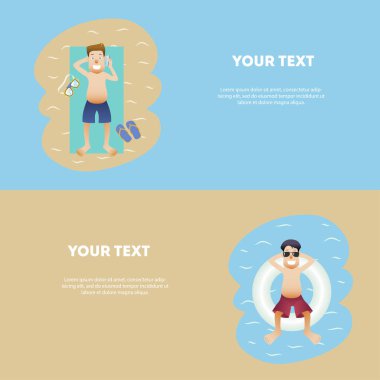 Kavramsal yaz afiş kişi hafta sonları düz tasarımı