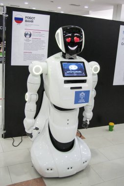 Uluslararası başarıları sergisinde beyaz Robot android
