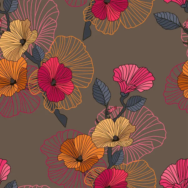 Motif floral vectoriel abstrait sans couture. Branche avec fleurs — Image vectorielle