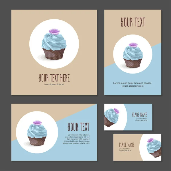 Conjunto de pastel de marca corporativa con crema — Vector de stock