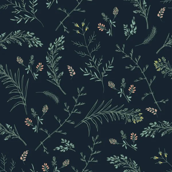 Motif floral abstrait sans couture sur fond sombre . — Image vectorielle