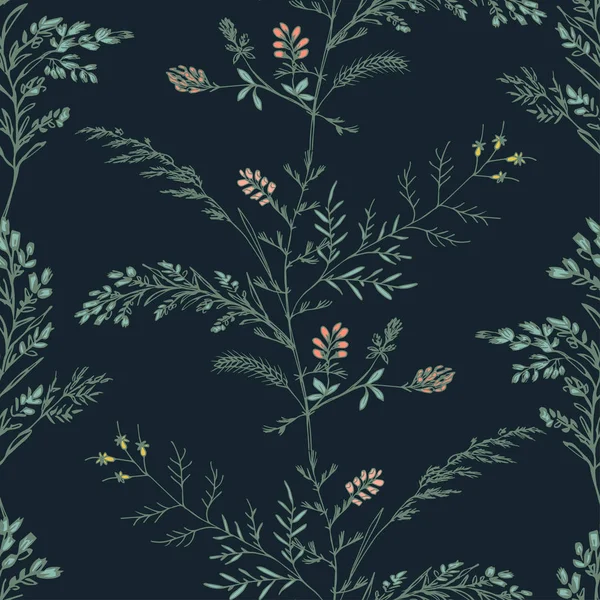 Abstrakte florale nahtlose Muster auf dunklem Hintergrund. — Stockvektor