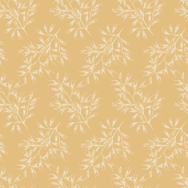 Dikişsiz vintage yaz lineart beyaz çiçek deseni.