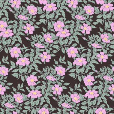 Dikişsiz soyut doğal çiçek desen el izole çizim.