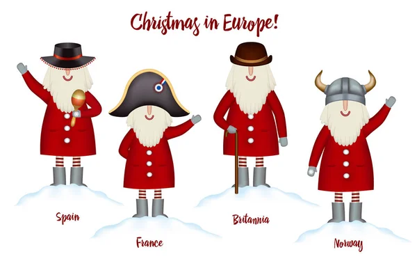 Állítsa karácsonyi üdvözlőlap utazás sablon. Ünnepi ünnepek Európában meghívó. — Stock Vector
