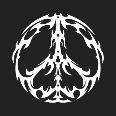 Barış sembolü gaddarlık unsuru asit posteri, dövme, kabile illüstrasyon vektör topluluğu ikonu, düzenlenebilir sembol.