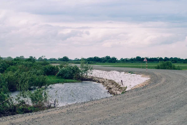 Bulk the road, submerged trees and meadows,