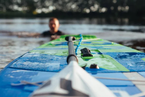SUP Board and paddle closeup, — Stock Photo, Image