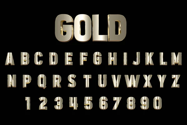 Gouden lettertype, metalen brieven van een tot en met Z. — Stockfoto