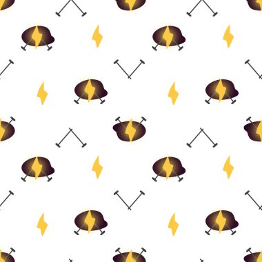 Yıldırım deseni. Beyaz arkaplanda sarı şimşek,