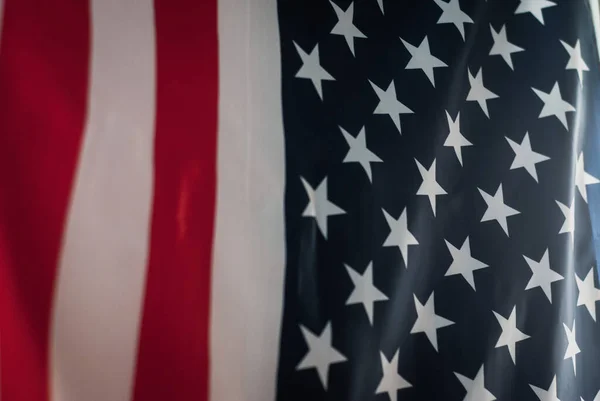 Amerikan Bayrağı Yakın Plan Yıldız Bezeli Bayrak — Stok fotoğraf