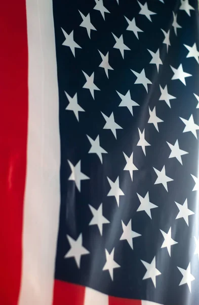 Großaufnahme Der Amerikanischen Flagge Mit Sternen Besetztes Banner — Stockfoto