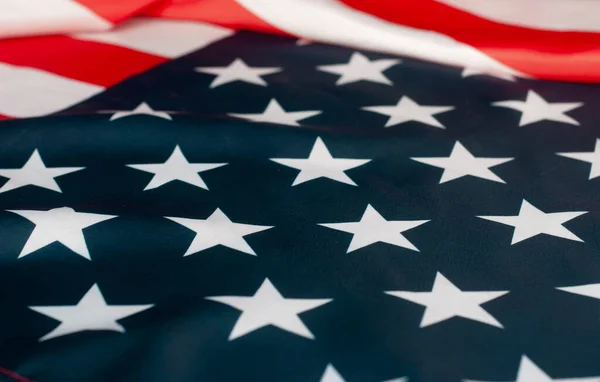 Amerikan bayrağı yakın plan, yıldız bezeli bayrak, — Stok fotoğraf