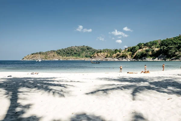 Thailand 2020 Perfekter Strand Mit Palmenschatten Auf Weißem Sand Und — Stockfoto