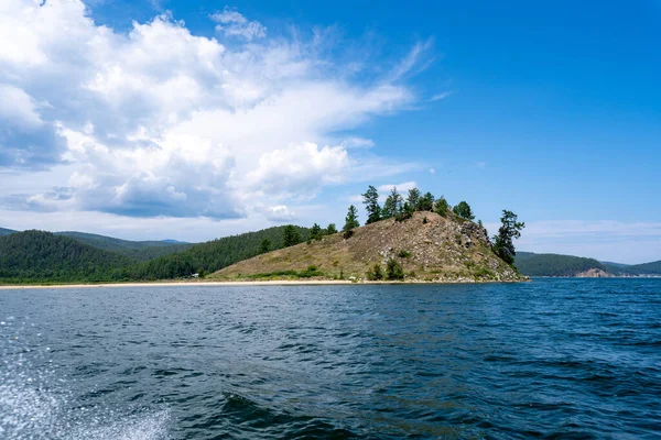 ロシア イルクーツク地方 バイカル湖 2020年7月 湖の珍しい木と黄色の砂の崖 — ストック写真