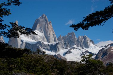 Fitz Roy Dağı 'nın Chalten, Arjantin Patagonya' daki panoramik manzarası.