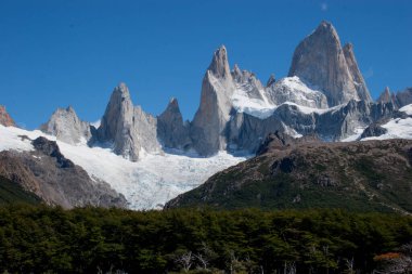 Fitz Roy Dağı 'nın Chalten, Arjantin Patagonya' daki panoramik manzarası.