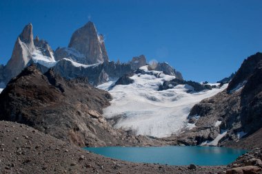 Fitz Roy Dağı 'nın Chalten, Arjantin Patagonya' daki panoramik manzarası.