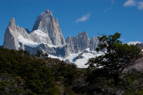 Fitz Roy Dağı 'nın Chalten, Arjantin Patagonya' daki panoramik manzarası.
