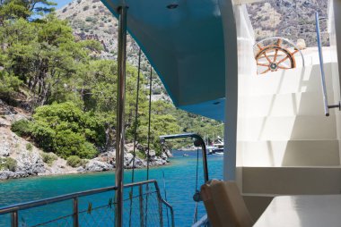 Yat iç. Deniz seyahat için arka plan