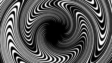 A loop animation optical illusion swirl background,black and white color with motion blur