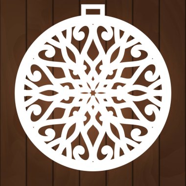 Lazer kesme Noel dekorasyon vektör tasarım. Merry Christmas dekorasyon xmas ağacı için. Kağıt kesme, Ağaç oymacılığı ve Noel süsleri X-Mas simgesi. Noel ağacı topları.
