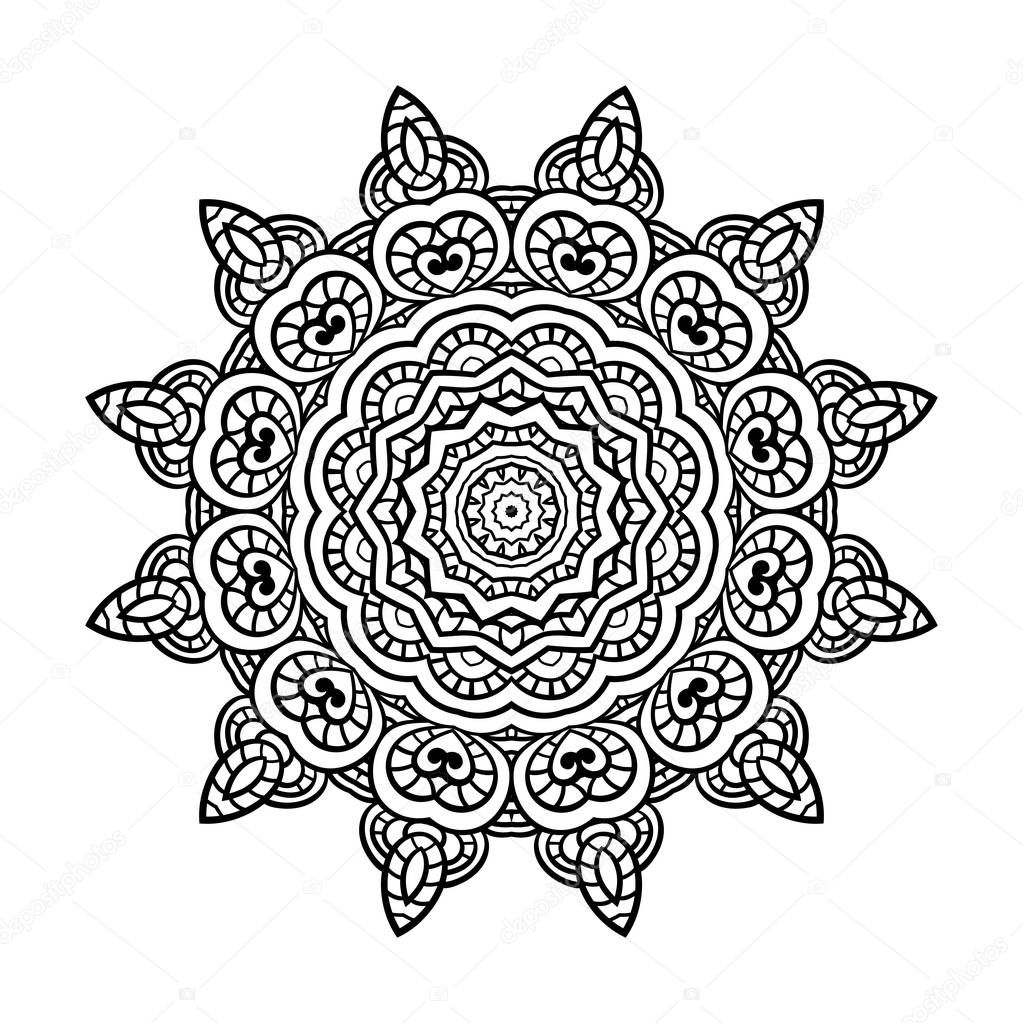 Adult coloring page. Mandala vector.