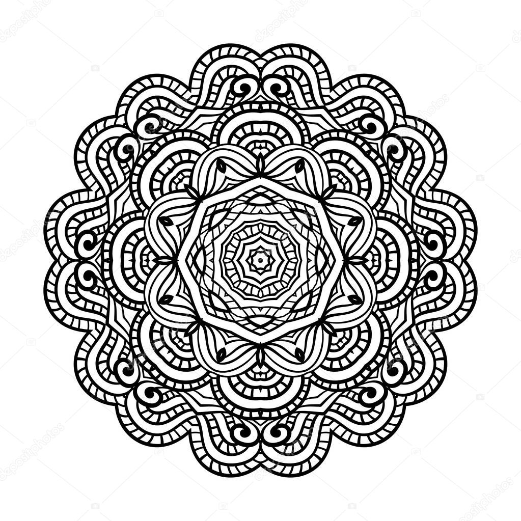 Adult coloring page. Mandala vector.