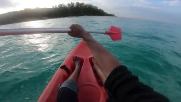 Pov Kayaking Bamboo Island Phi Phi Thailand — Stok Video