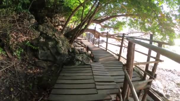 Trilha Macaco Krabi Caminho Madeira Para Selva Nang Krabi Tailândia — Vídeo de Stock