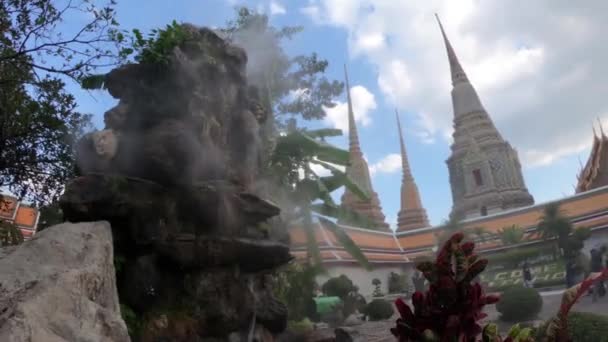 Fonte Phra Chedi Rai Wat Phra Chetuphon Wat Pho Complexo — Vídeo de Stock